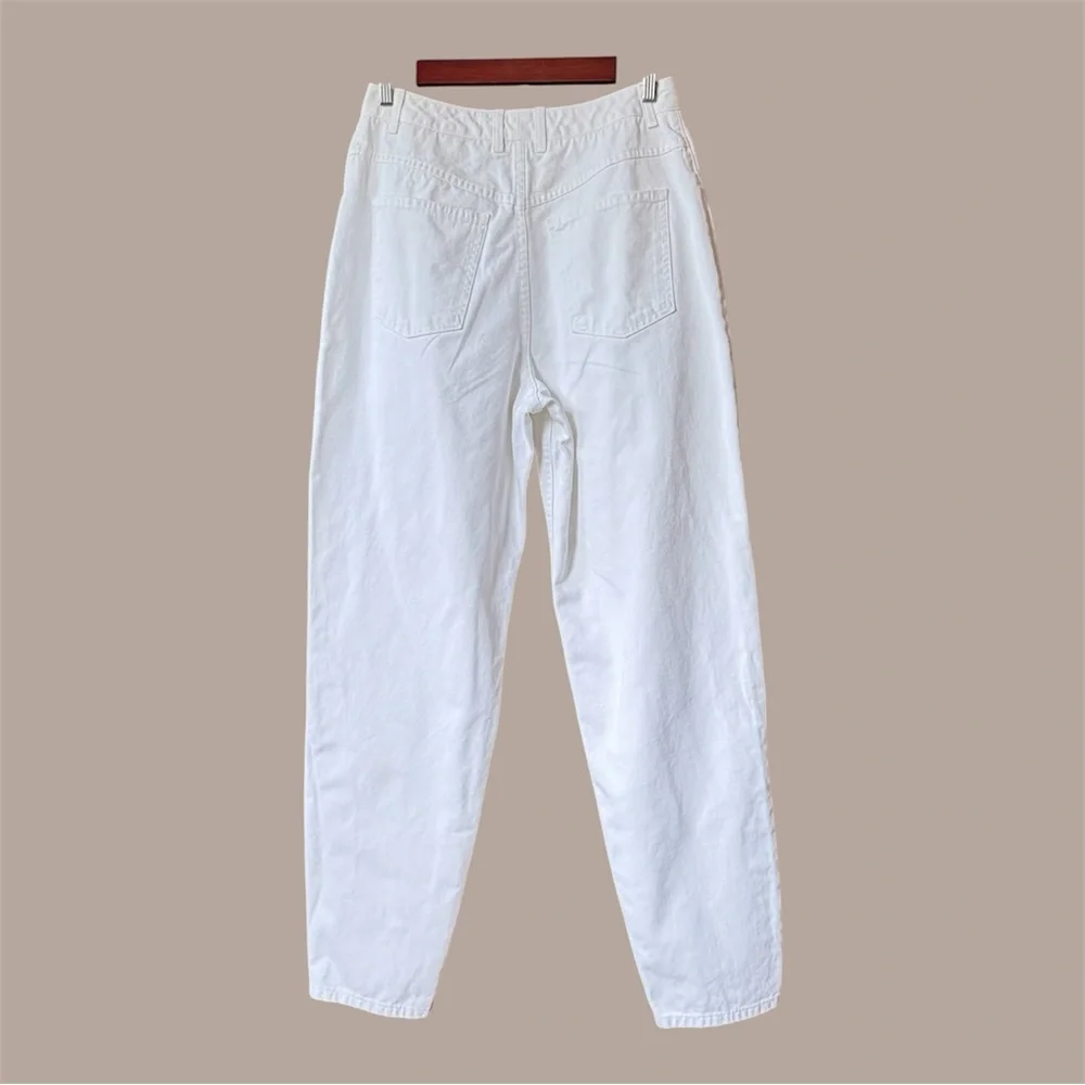 Talbots White High Waist Pleated‎ tapered Jeans Size 10 Long